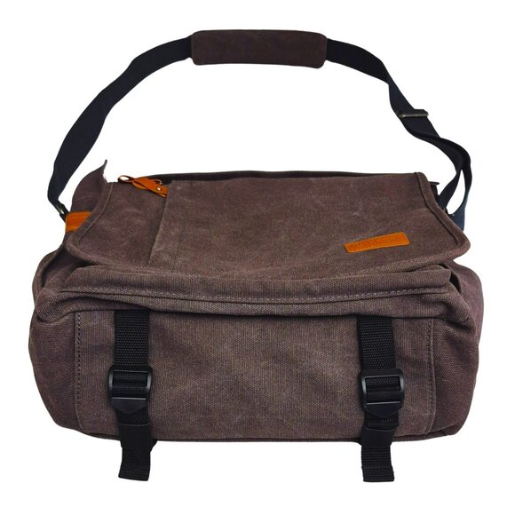 Messenger Bag for Men Women 13-14 Inch Laptop Water Resistant Shoulder Bag Brown - Picture 2 of 11